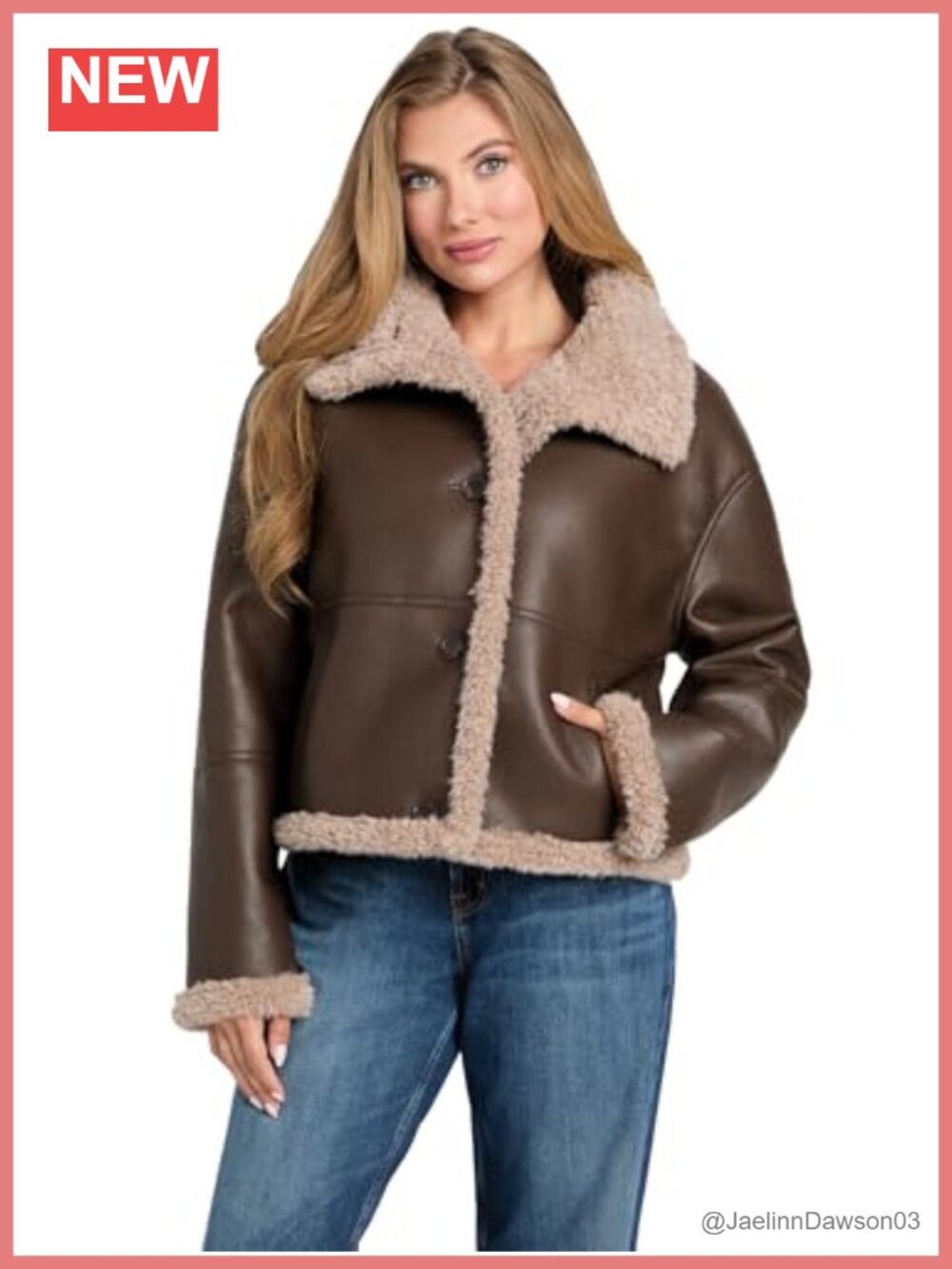 Faux Shearling Lined Faux Leather Crop Aviator Jacket